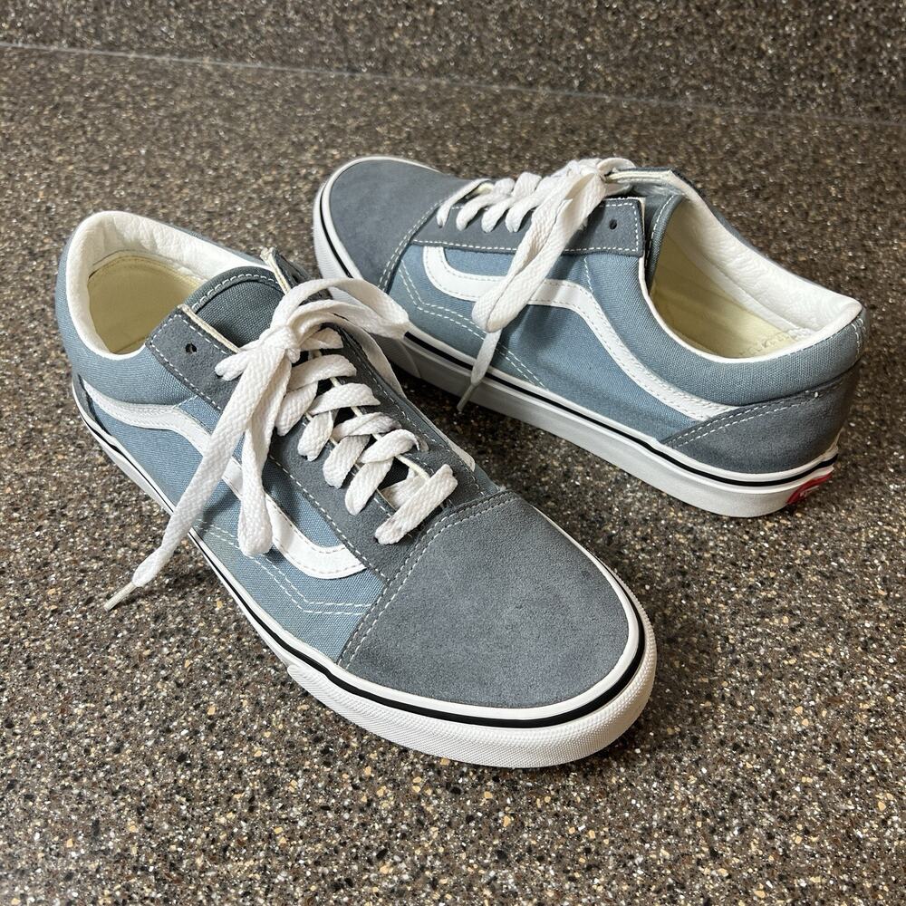 VANS Old Skool Classic Blue Suede Canvas Skate Shoe Womens 8.5 LaceUp Low Mens 7